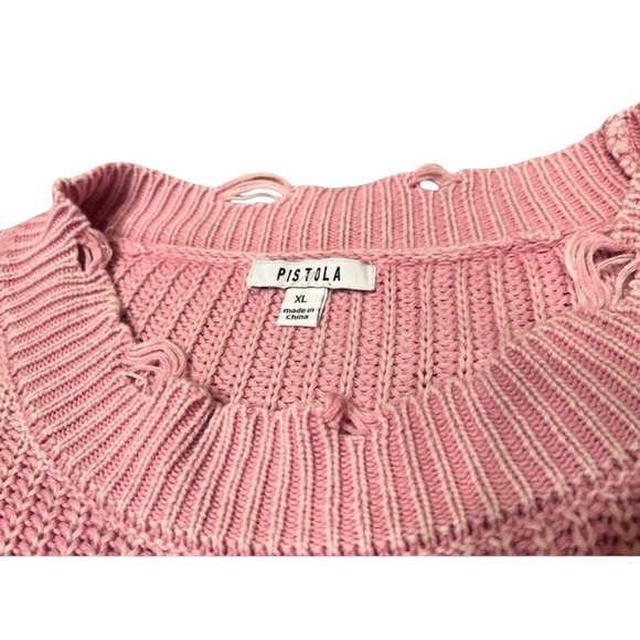 Pistola Eva Distressed Cotton Shaker Stitch Crewneck Sweater Size XL - Picture 6 of 13